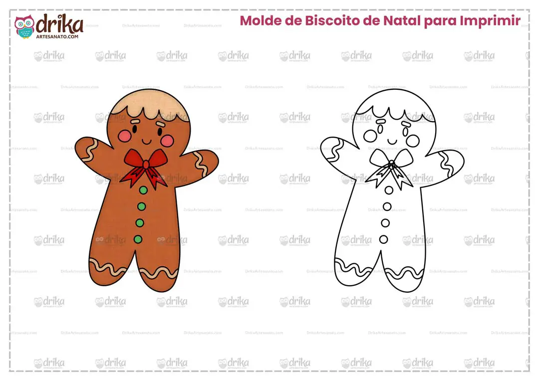 Molde Grátis de Biscoito de Natal para Imprimir em Folha A4