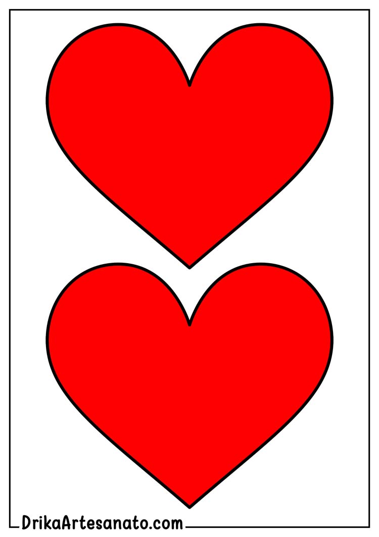 Molde de Coração Vermelho Grande para Imprimir Grátis em Folha A4