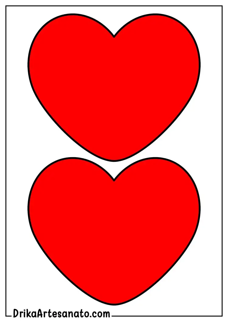 Molde de Coração Vermelho Grande para Imprimir Grátis em Folha A4