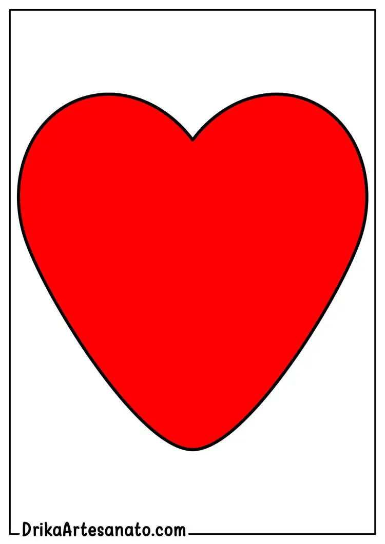 Molde de Coração Vermelho Grande para Imprimir Grátis em Tamanho Real
