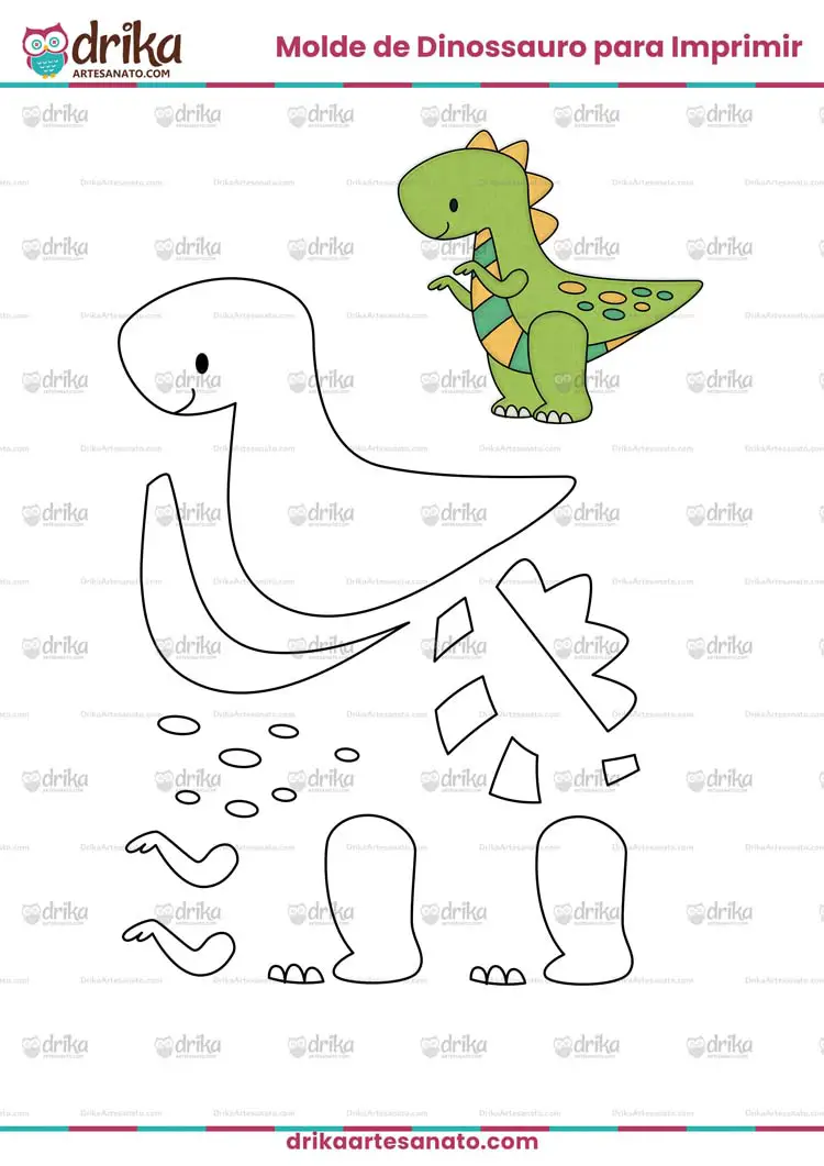 Molde de Dinossauro Tiranossauro Rex para Imprimir em Tamanho Médio