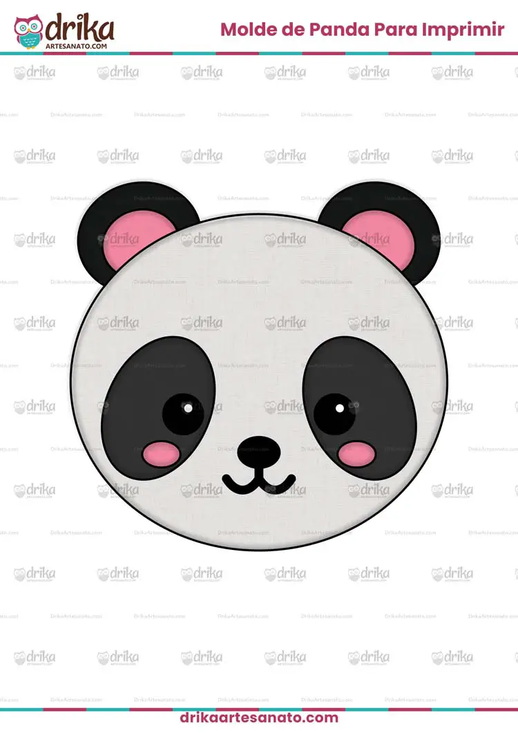 Molde de Rostinho de Panda para Imprimir em Vários Tamanhos