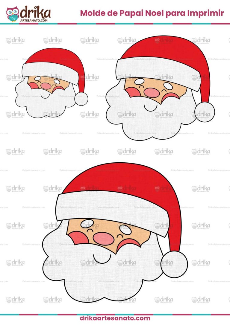 Molde de Papai Noel para Imprimir Grátis em Tamanho Real