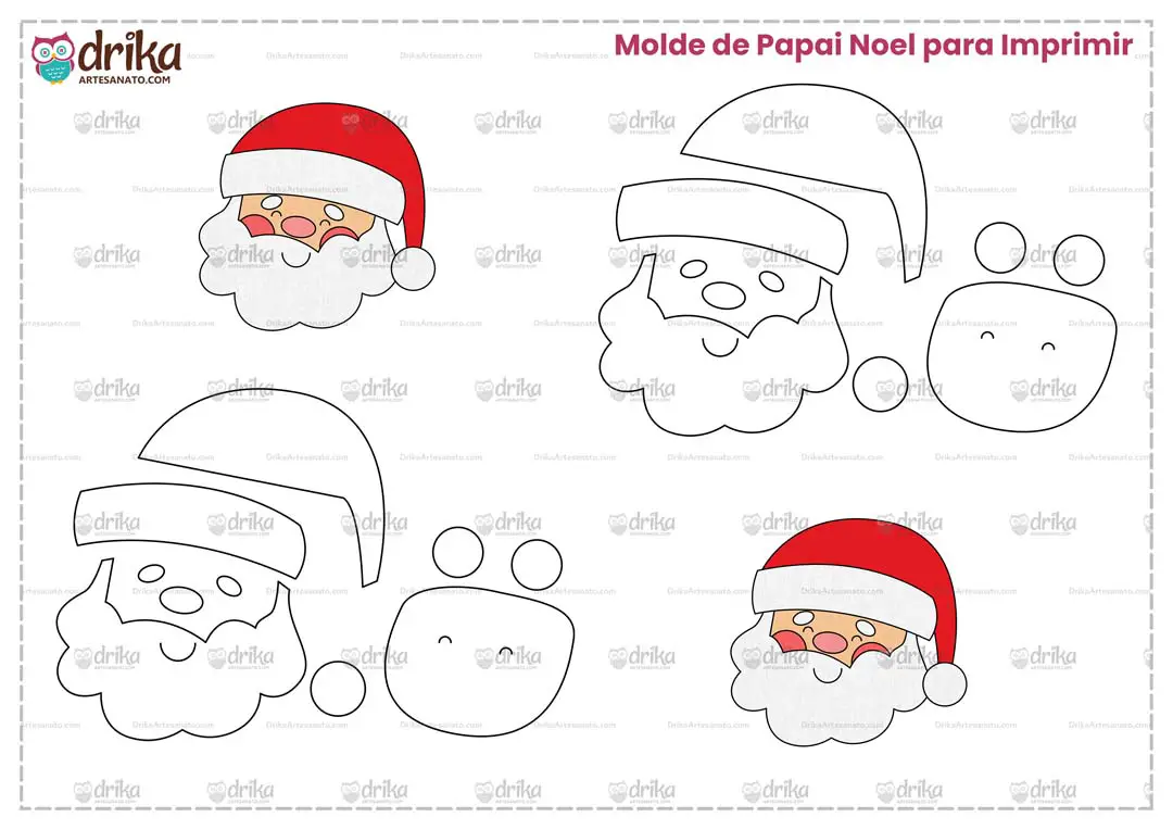 Molde de Papai Noel Simpático para Imprimir Grátis em Folha A4