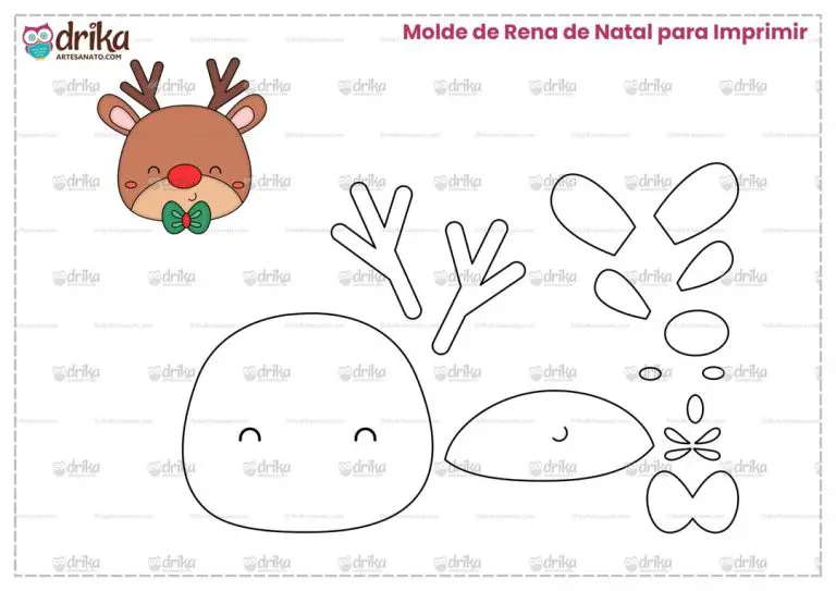 Molde de Rena de Natal para Imprimir Grátis em Tamanho Real