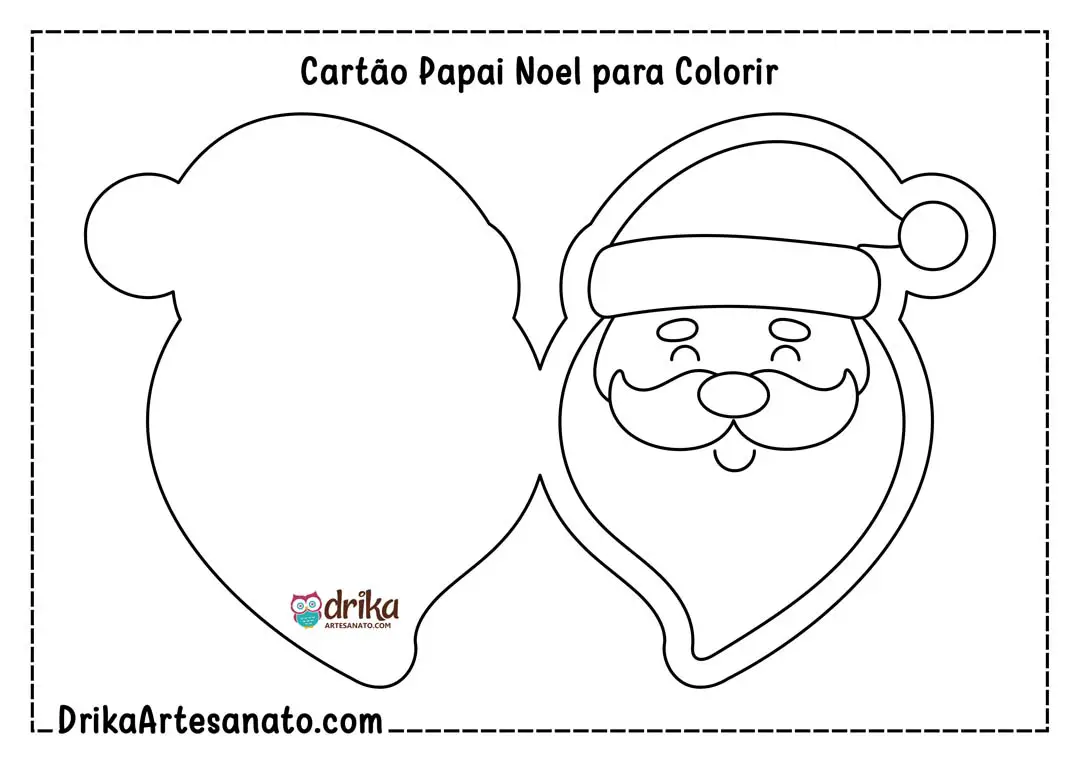 Cartão Papai Noel para Imprimir e Colorir
