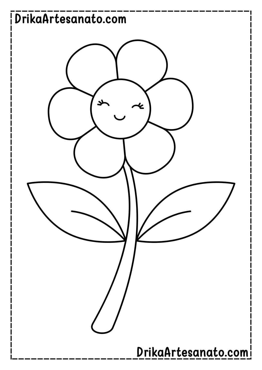 Desenho de Flor com 6 Pétalas para Colorir e Imprimir