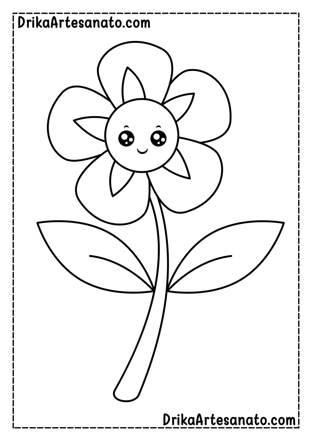 Desenho de Flor Feliz para Colorir e Imprimir