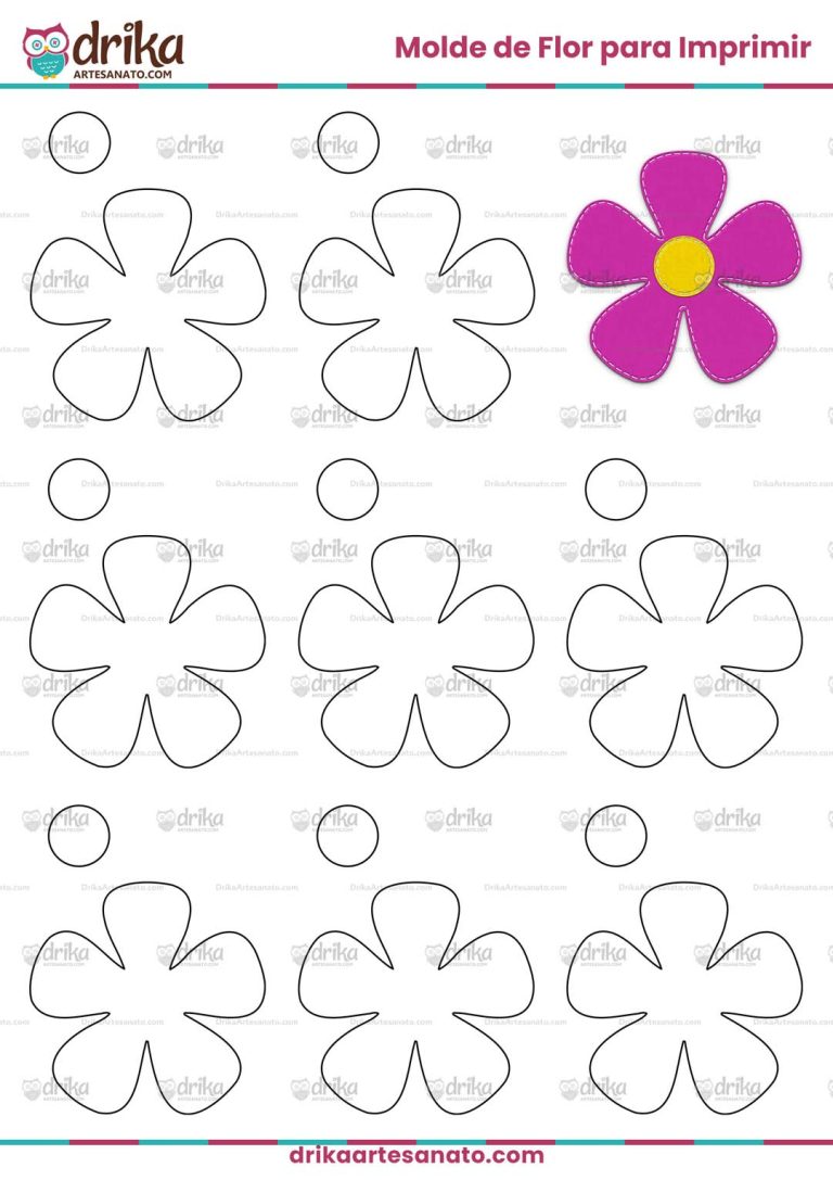 Molde de Flor com 5 Pétalas para Imprimir em Tamanho Real
