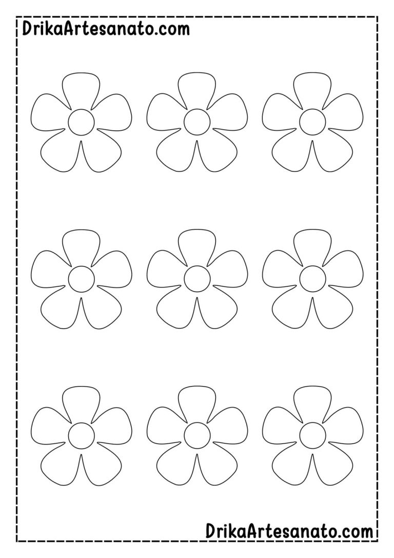 Molde de flor com 5 p talas para imprimir em tamanho real
