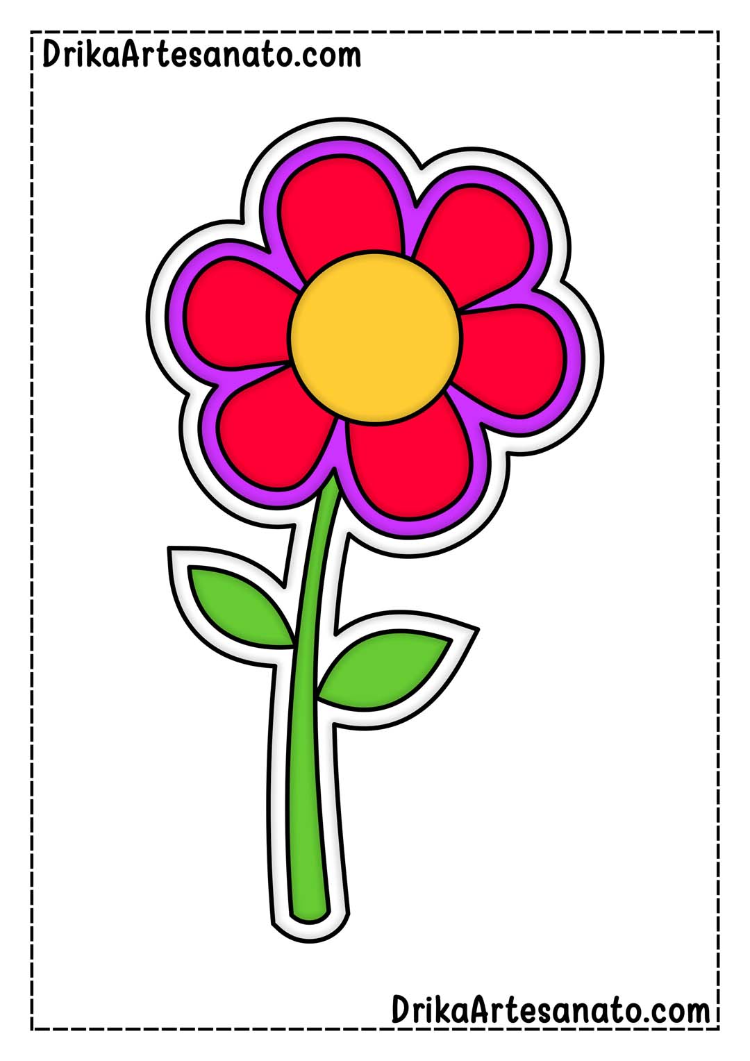 Desenho de Flor com 6 Pétalas Colorida em Tamanho Grande