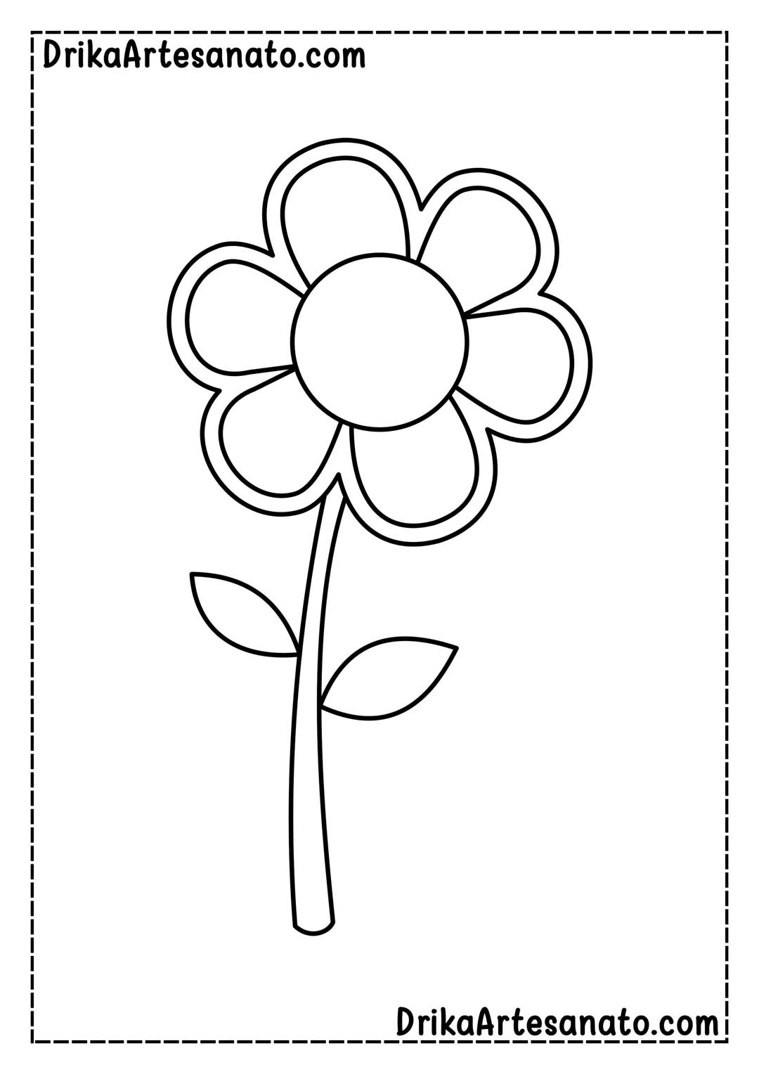 Desenho de Flor com 6 Pétalas para Imprimir em Tamanho Real