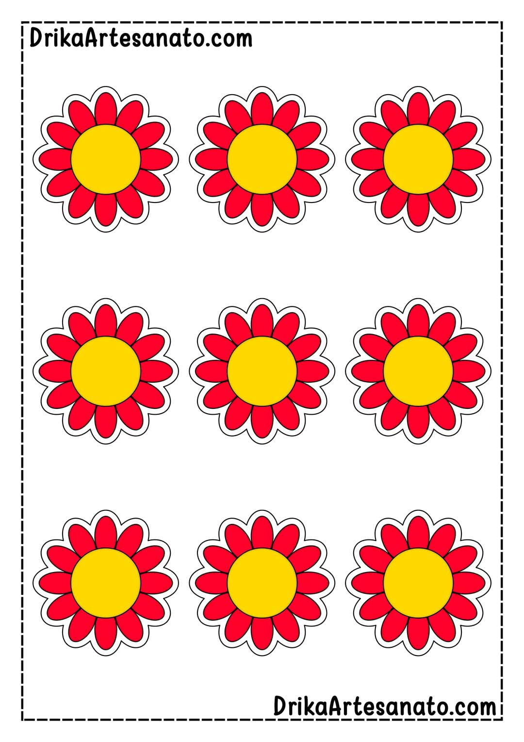 Desenho de Flor de 12 Pétalas Colorida em Tamanho Pequeno