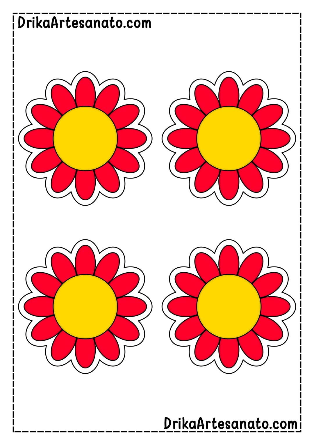 Desenho de Flor de 12 Pétalas Colorida em Tamanho Médio