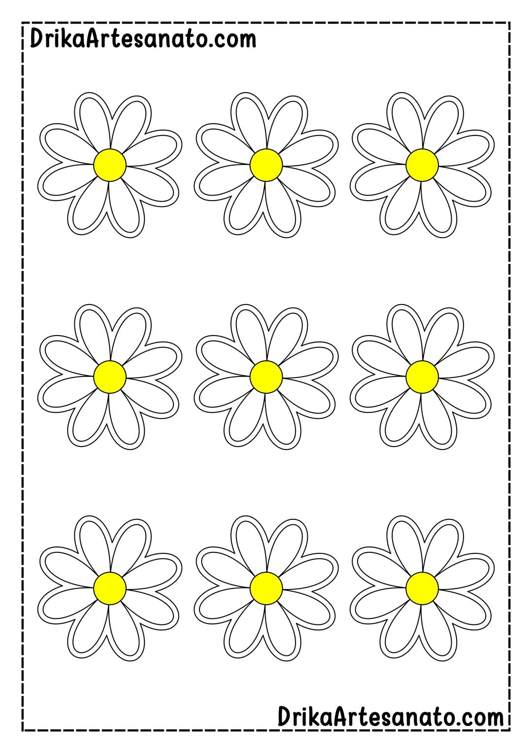 Desenho de Flor Margarida Colorida em Tamanho Pequeno