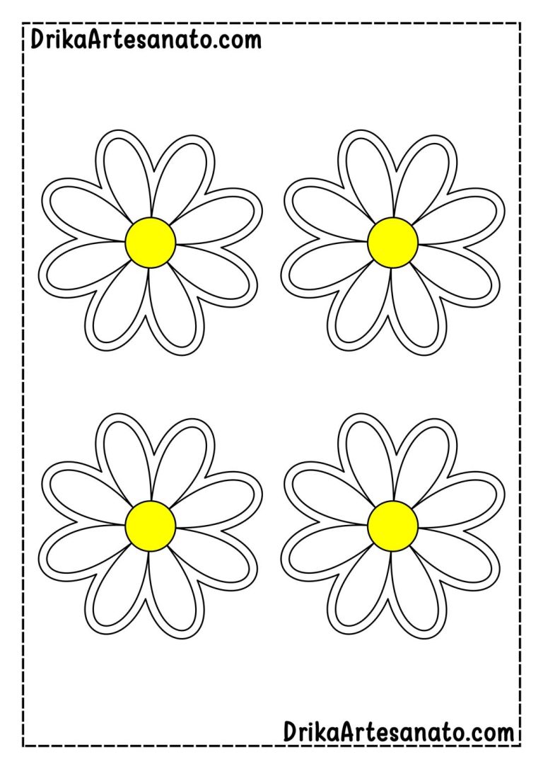 Molde de Flor Margarida para Imprimir em Tamanho Real Grátis