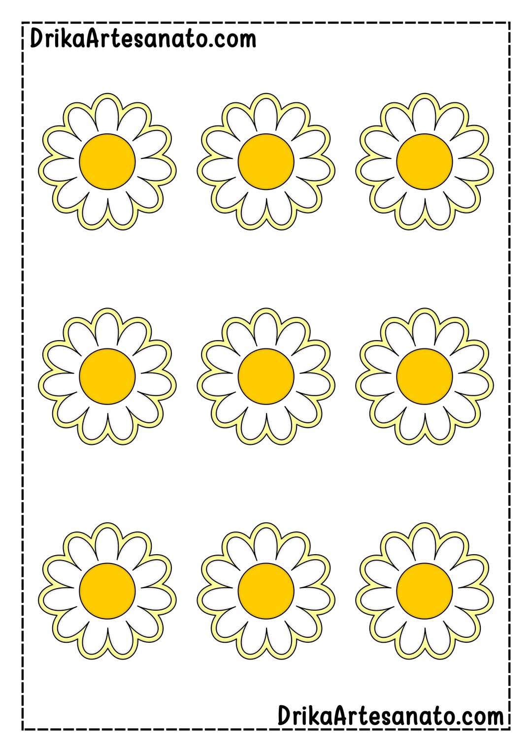 Desenho de Flor Margarida com Várias Pétalas Colorida em Tamanho Pequeno