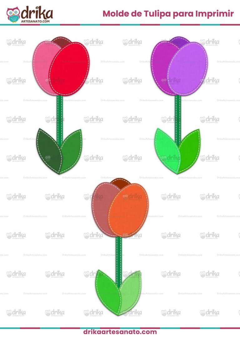 Molde de Flor Tulipa para Imprimir em Tamanho Real Grátis