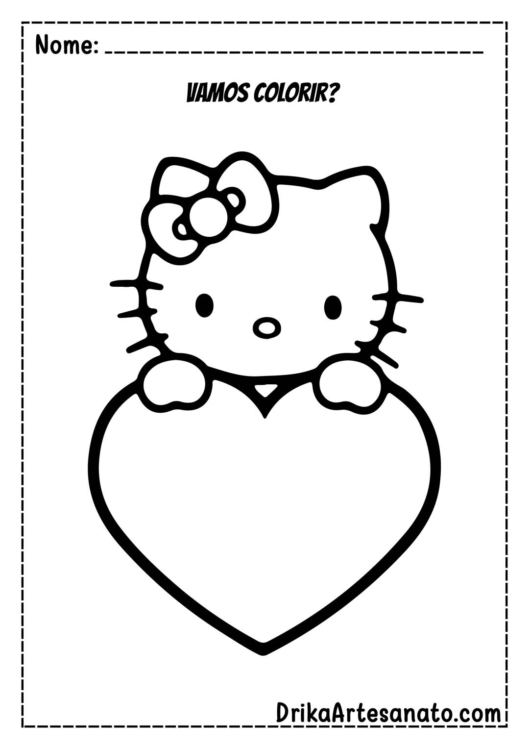 Desenho da Hello Kitty com Coração para Colorir