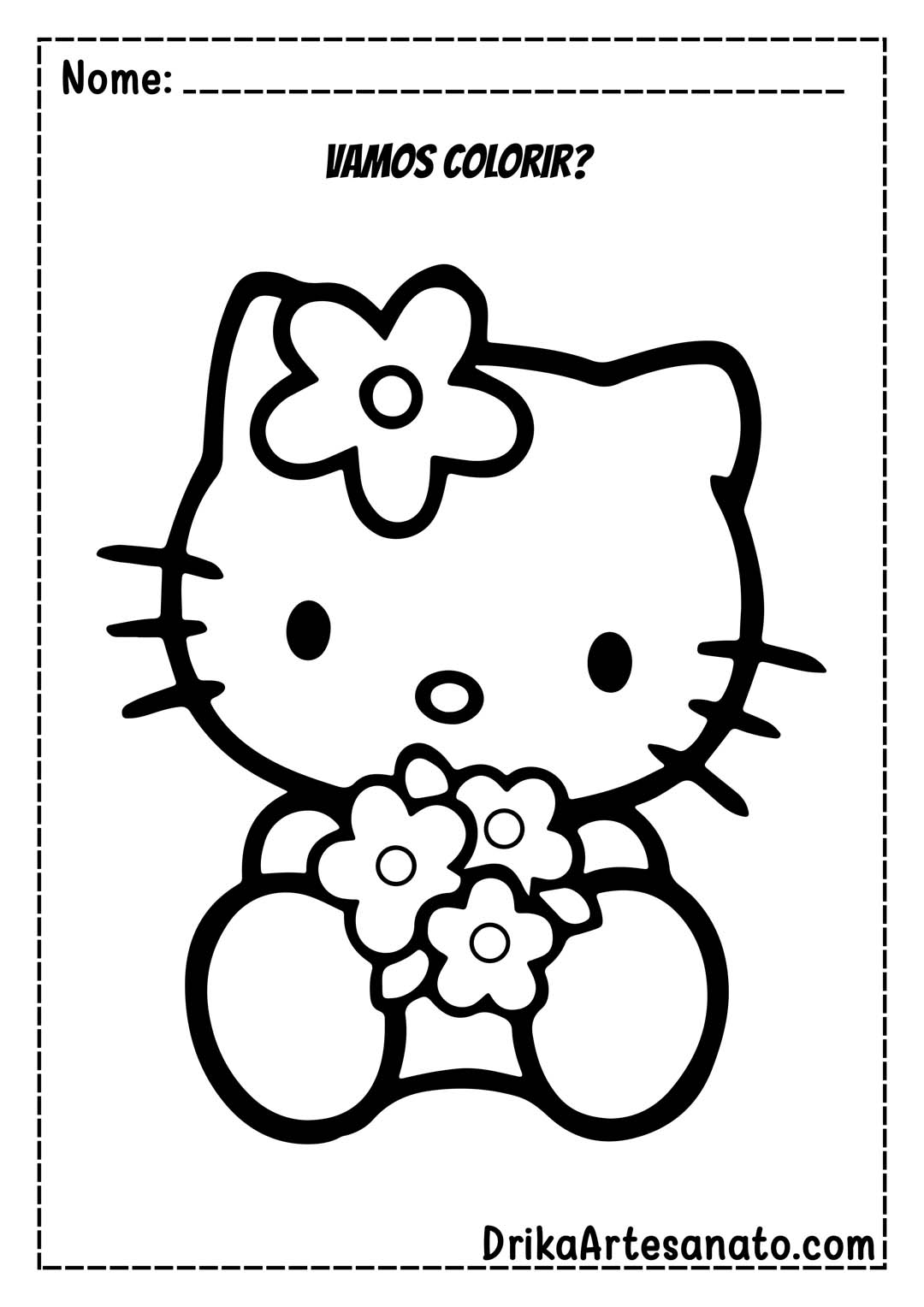 Desenho da Hello Kitty Adorável para Colorir