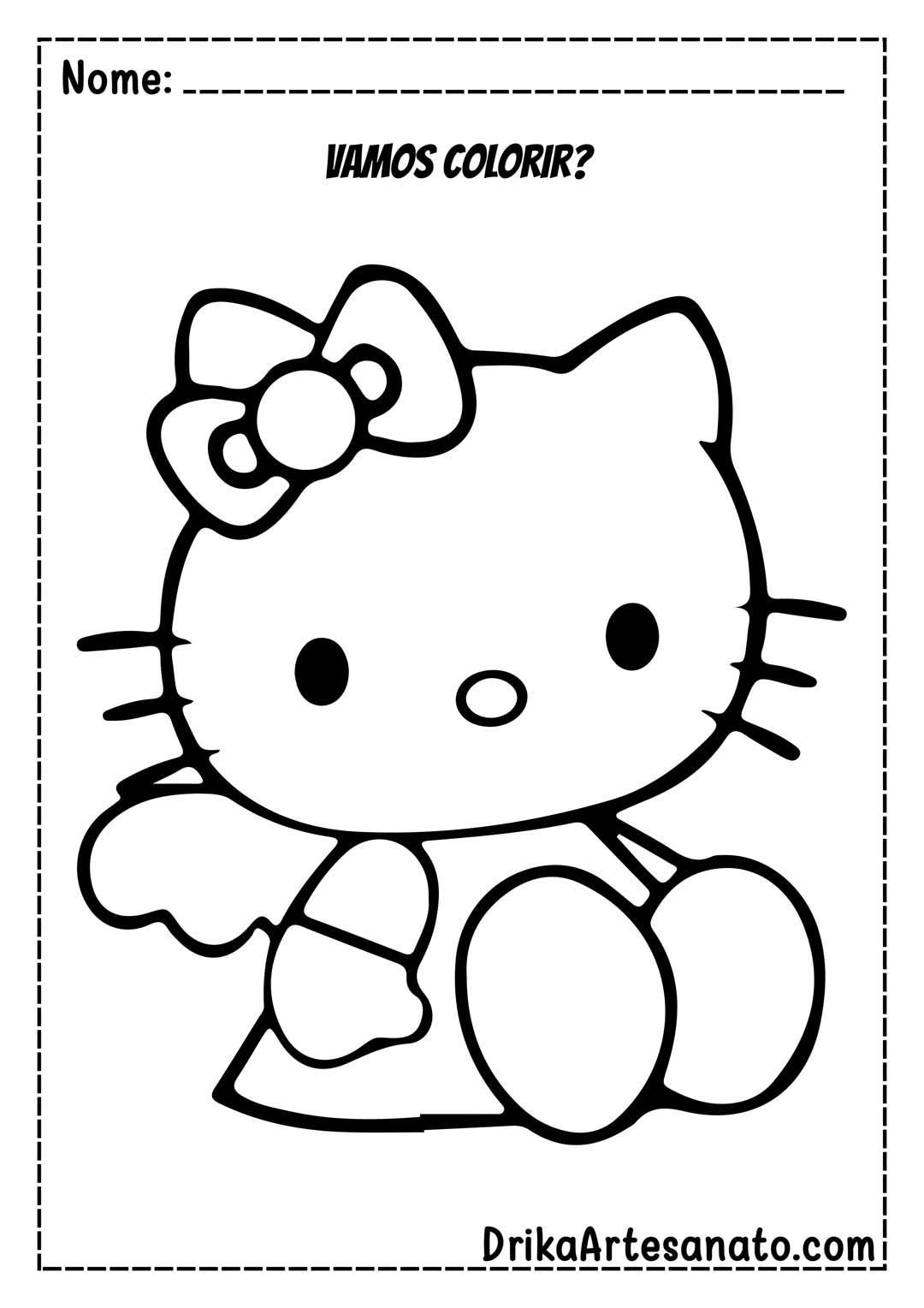 Desenho da Hello Kitty Anjinha para Colorir