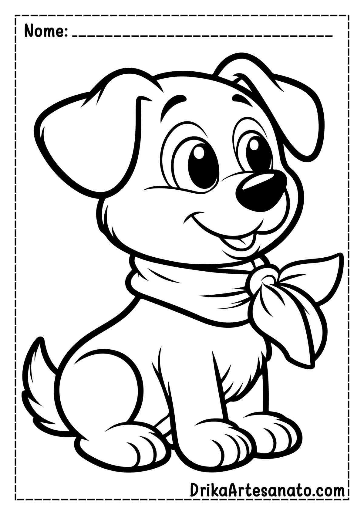 Desenho de Cachorro Fofo para Colorir e Imprimir