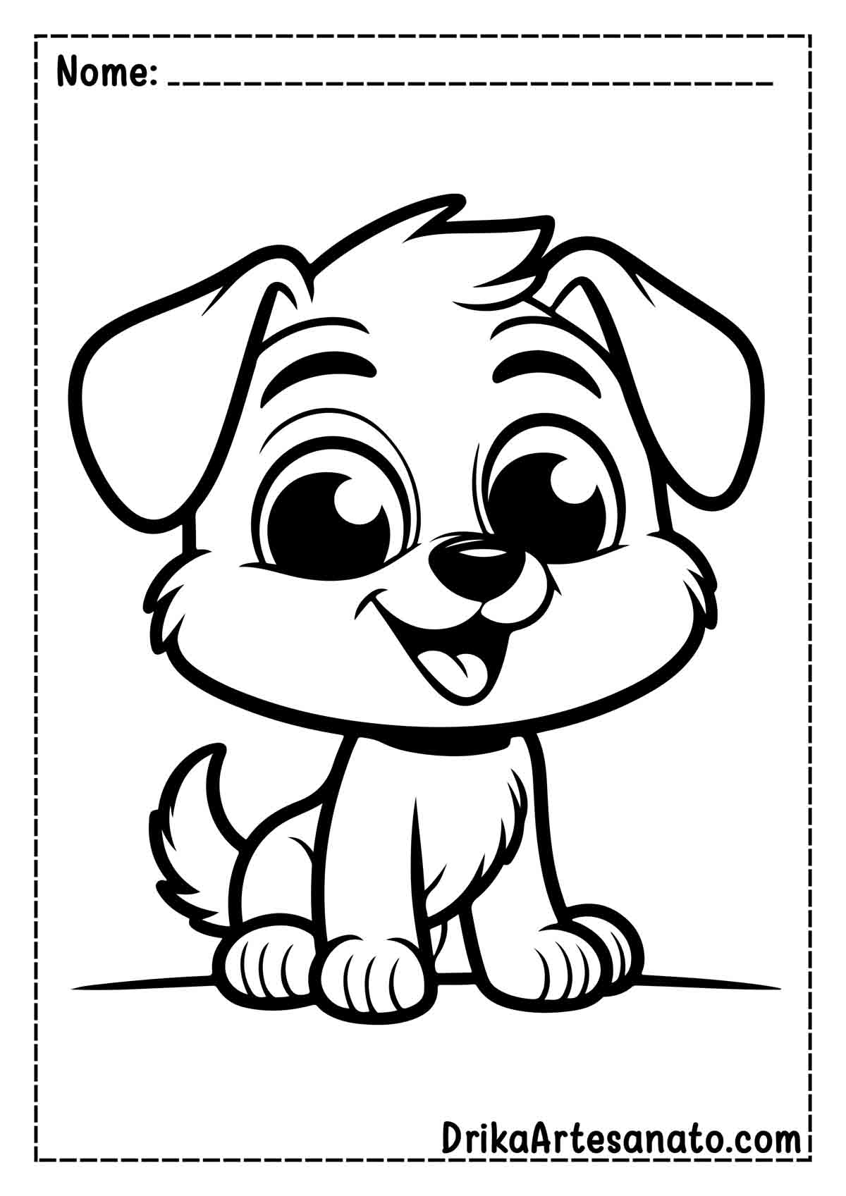 Desenho de Cachorro Fácil para Colorir 