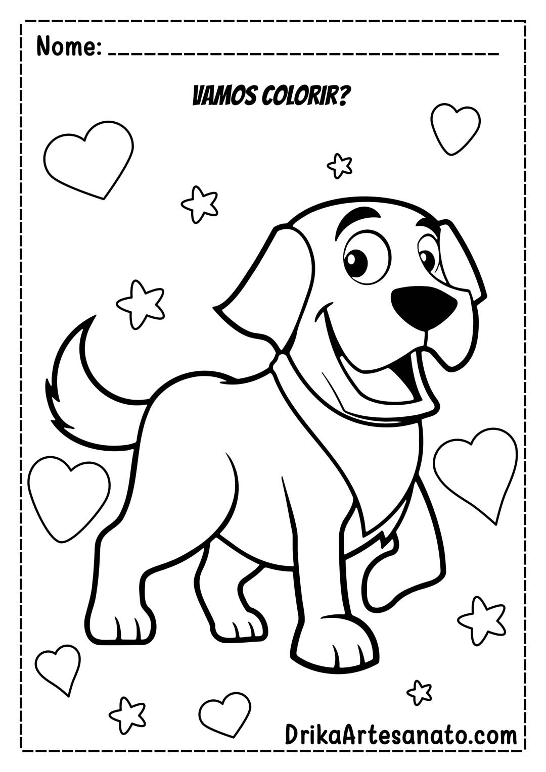 Desenho de cachorro com estrelas