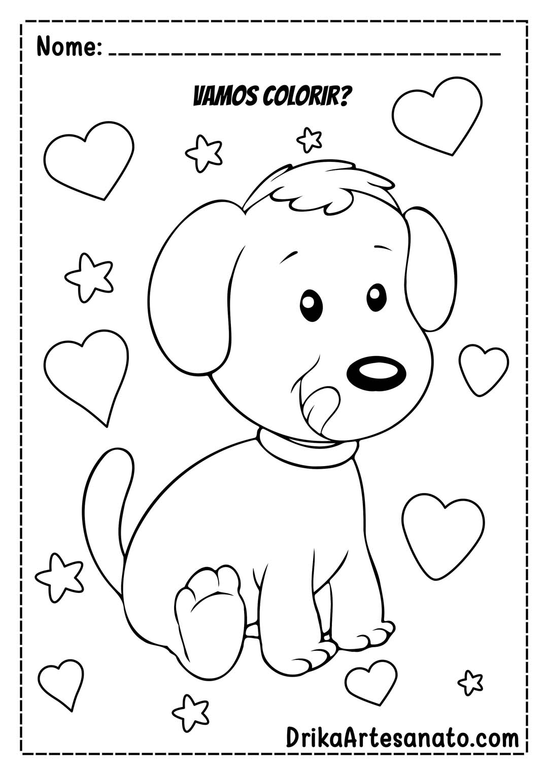 Desenho de cachorro para colorir fácil