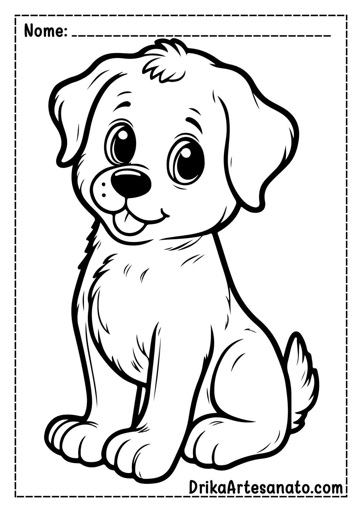 Desenho de Cachorro Realista para Imprimir e Colorir