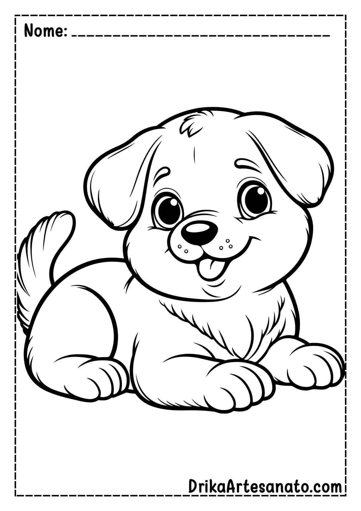 Desenho de Cachorro para Colorir Fácil