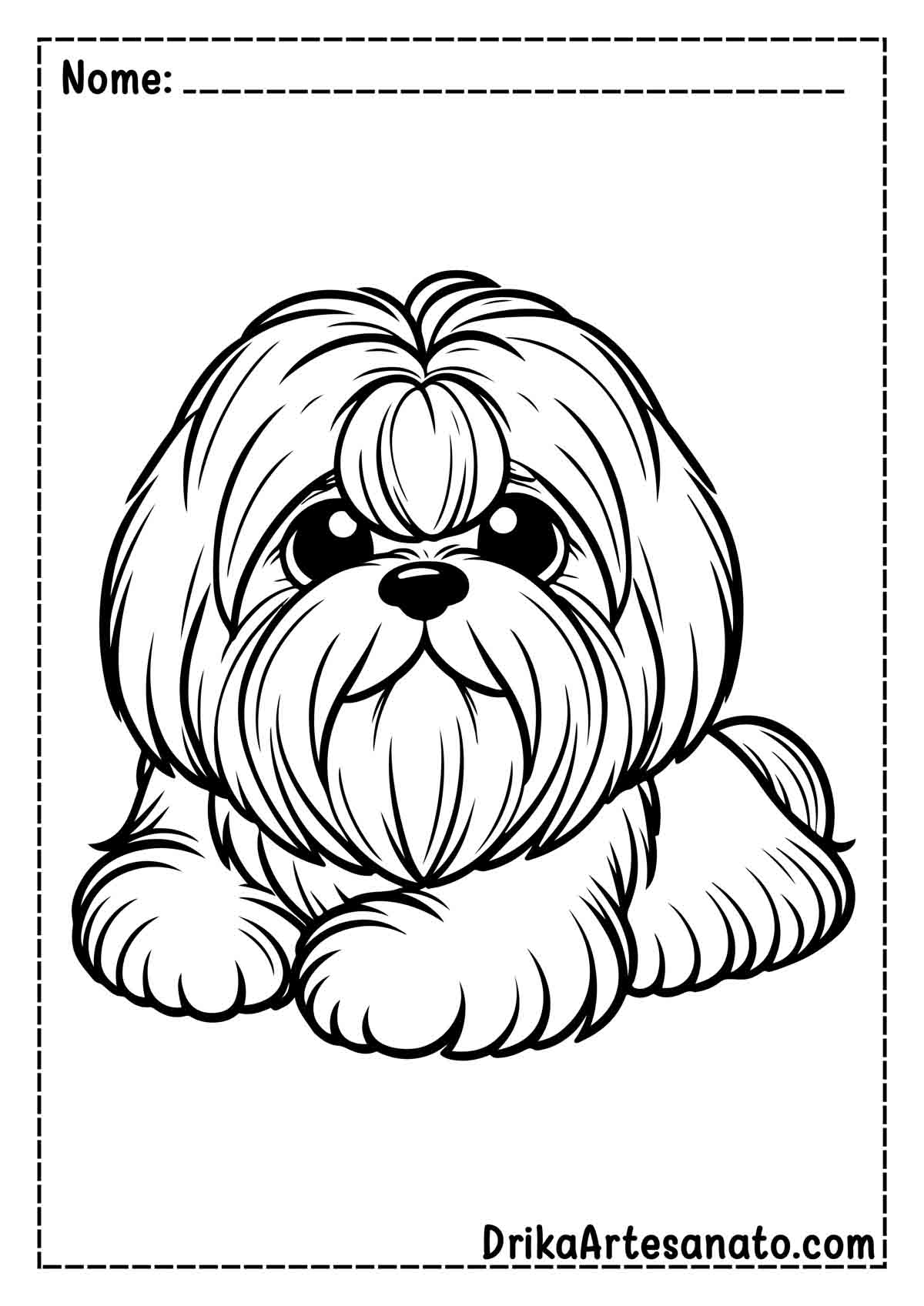 Desenho de Cachorro Shih Tzu para Colorir e Imprimir