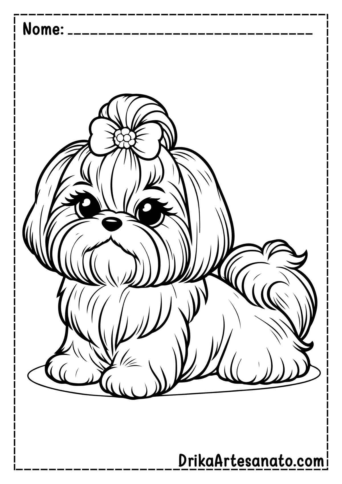 Desenho de Cachorro Shih Tzu para Colorir