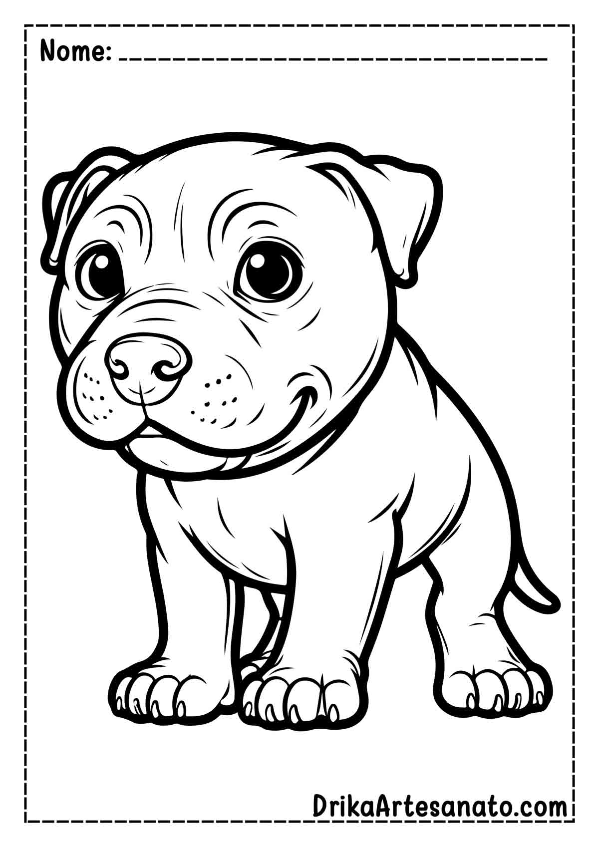 Desenho de Cachorro Pit Bull para Pintar