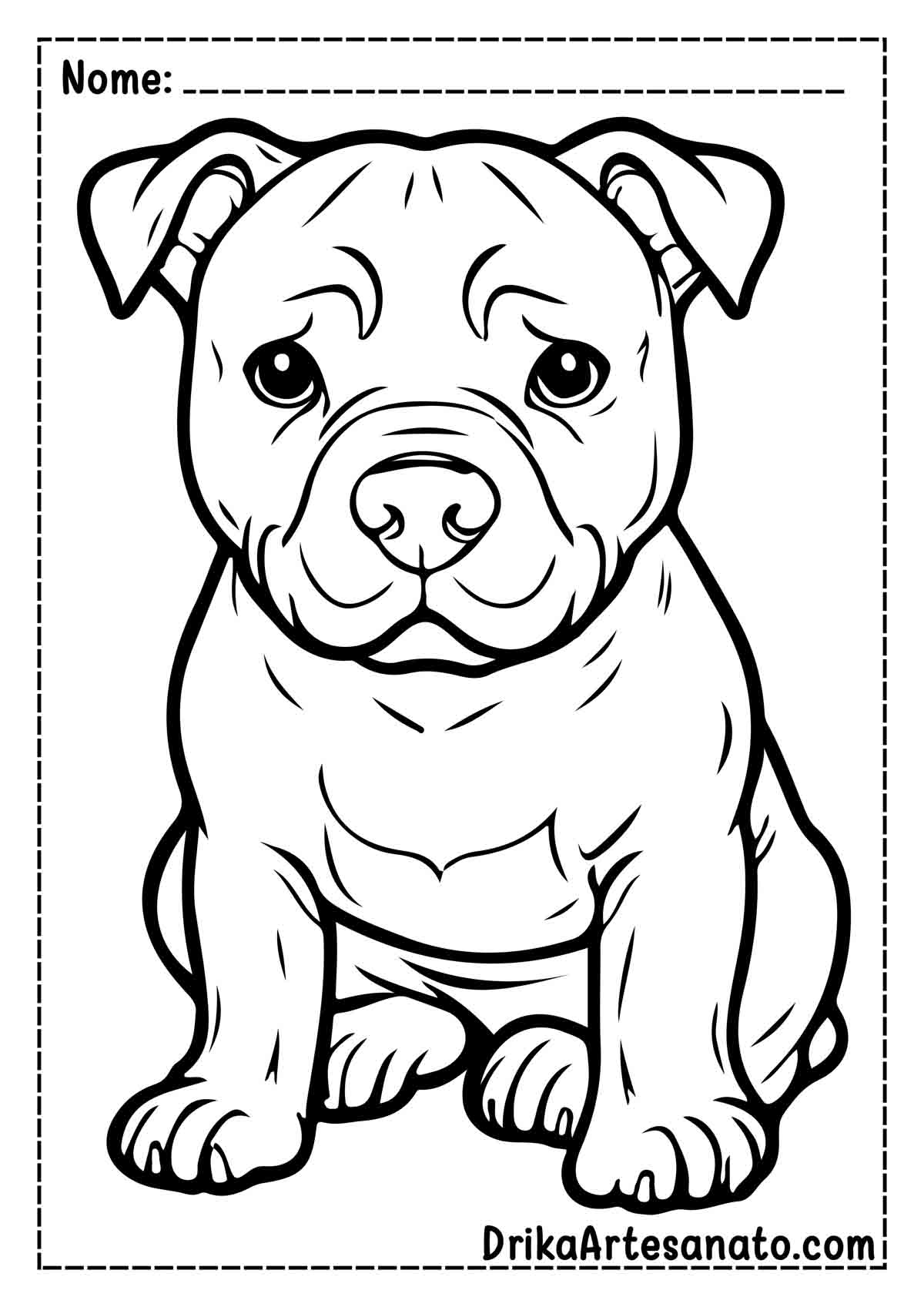 Desenho de Cachorro Pit Bull para Imprimir e Colorir