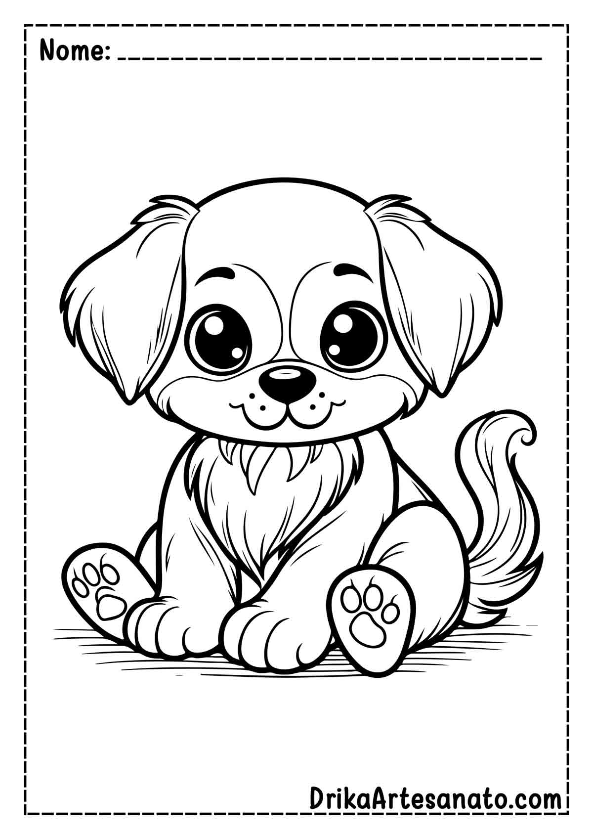 Desenho de Cachorro Fofo para Colorir