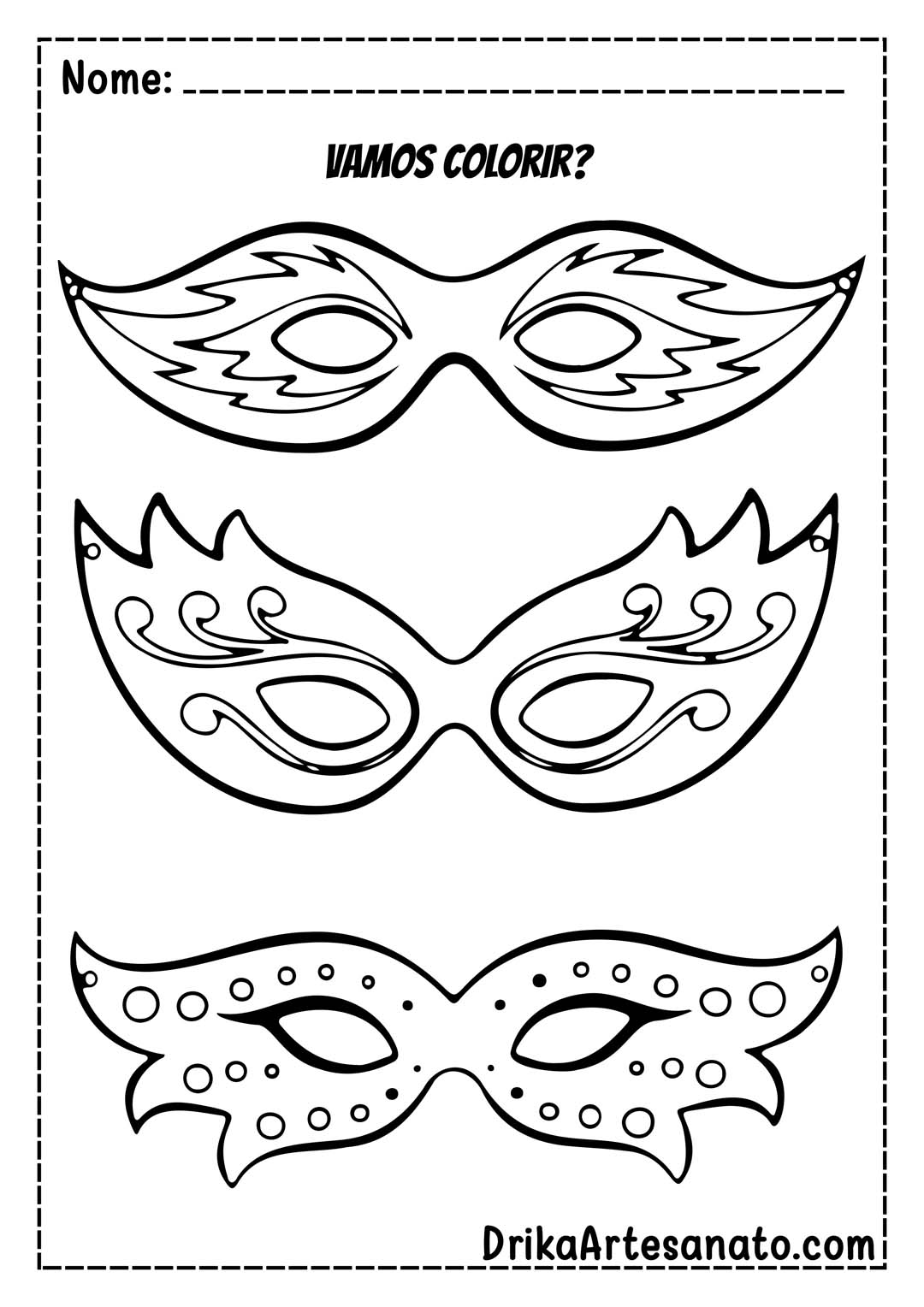 Desenho de Carnaval para Colorir Máscara