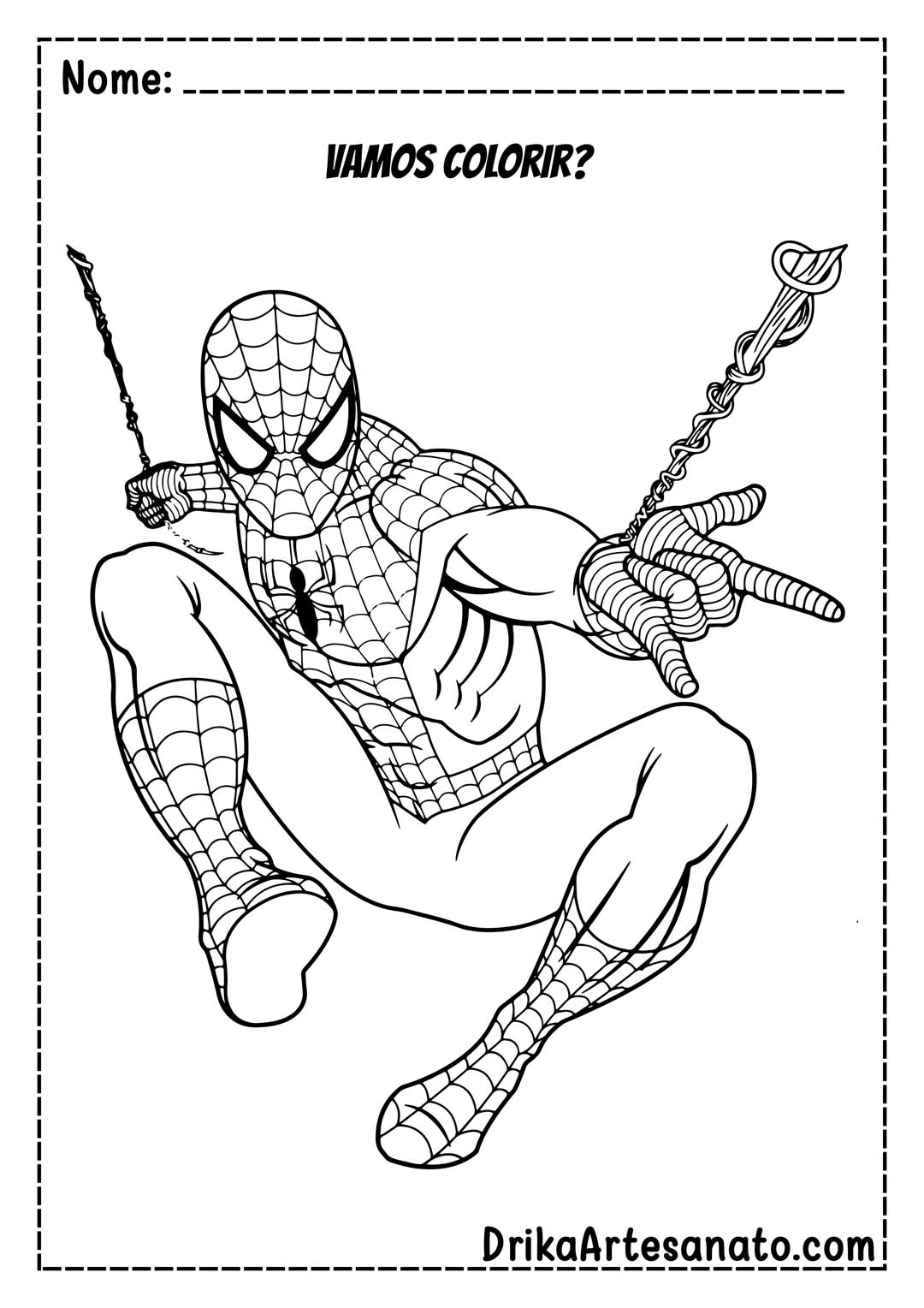 Desenho do Homem-Aranha na Teia para Colorir