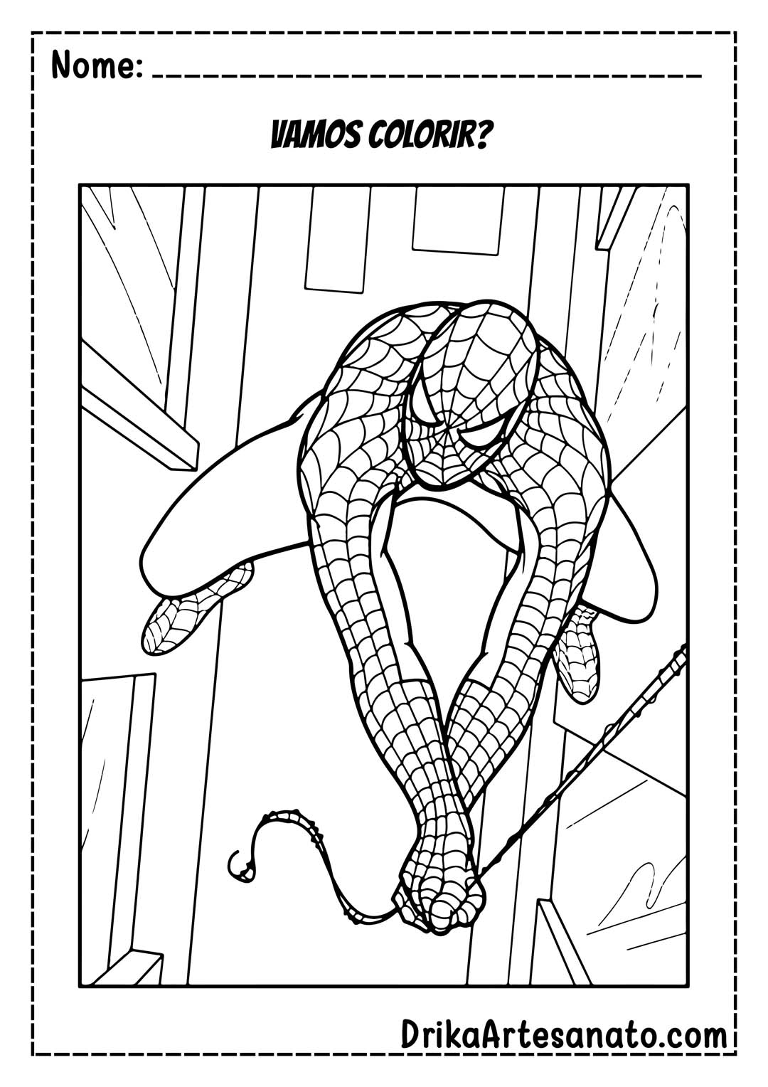 Desenho do Homem-Aranha Balançando para Colorir