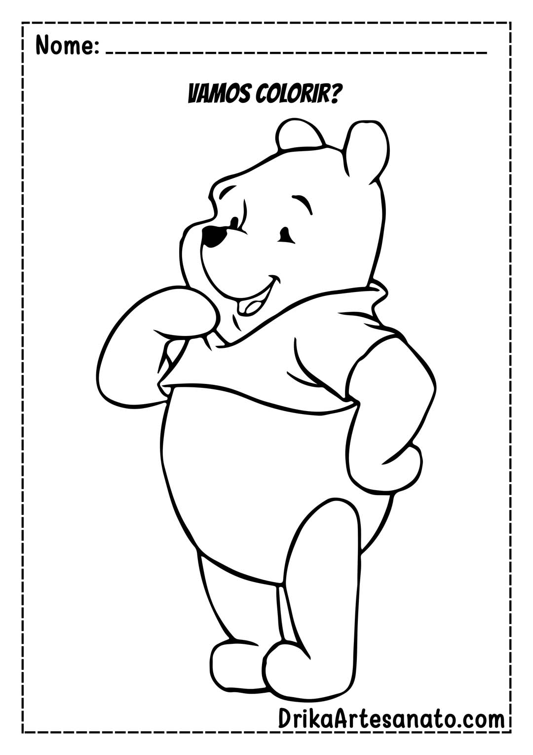 Desenho do Ursinho Pooh Pensativo para Colorir