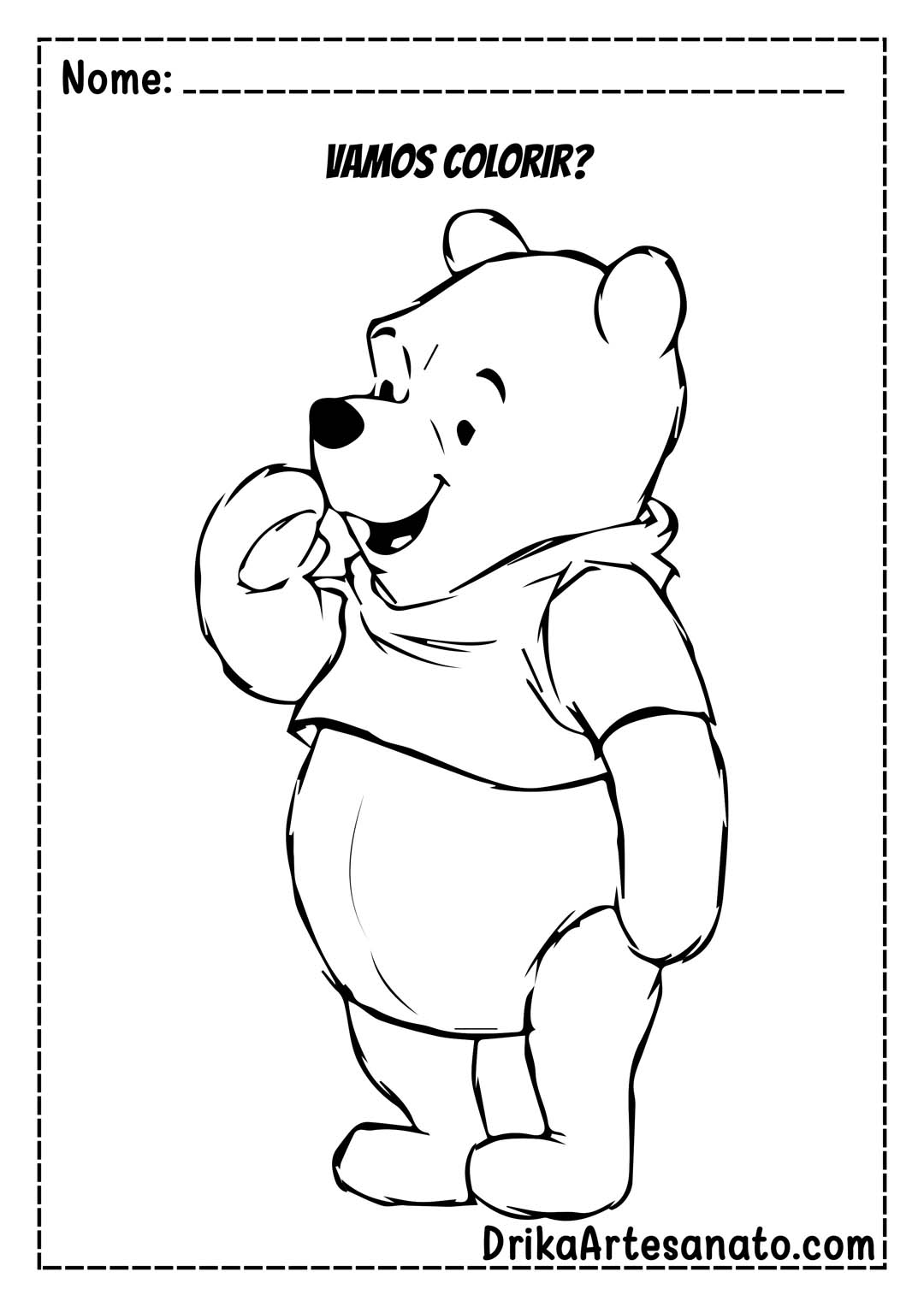Desenho do Ursinho Pooh Meigo para Colorir