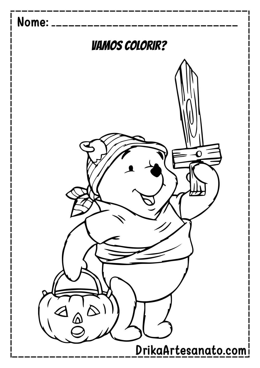 Desenho do Ursinho Pooh Pirata para Colorir