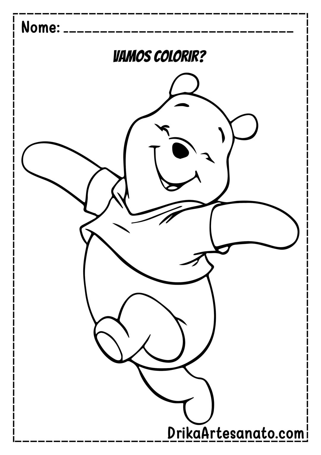 Desenho do Ursinho Pooh Feliz para Colorir