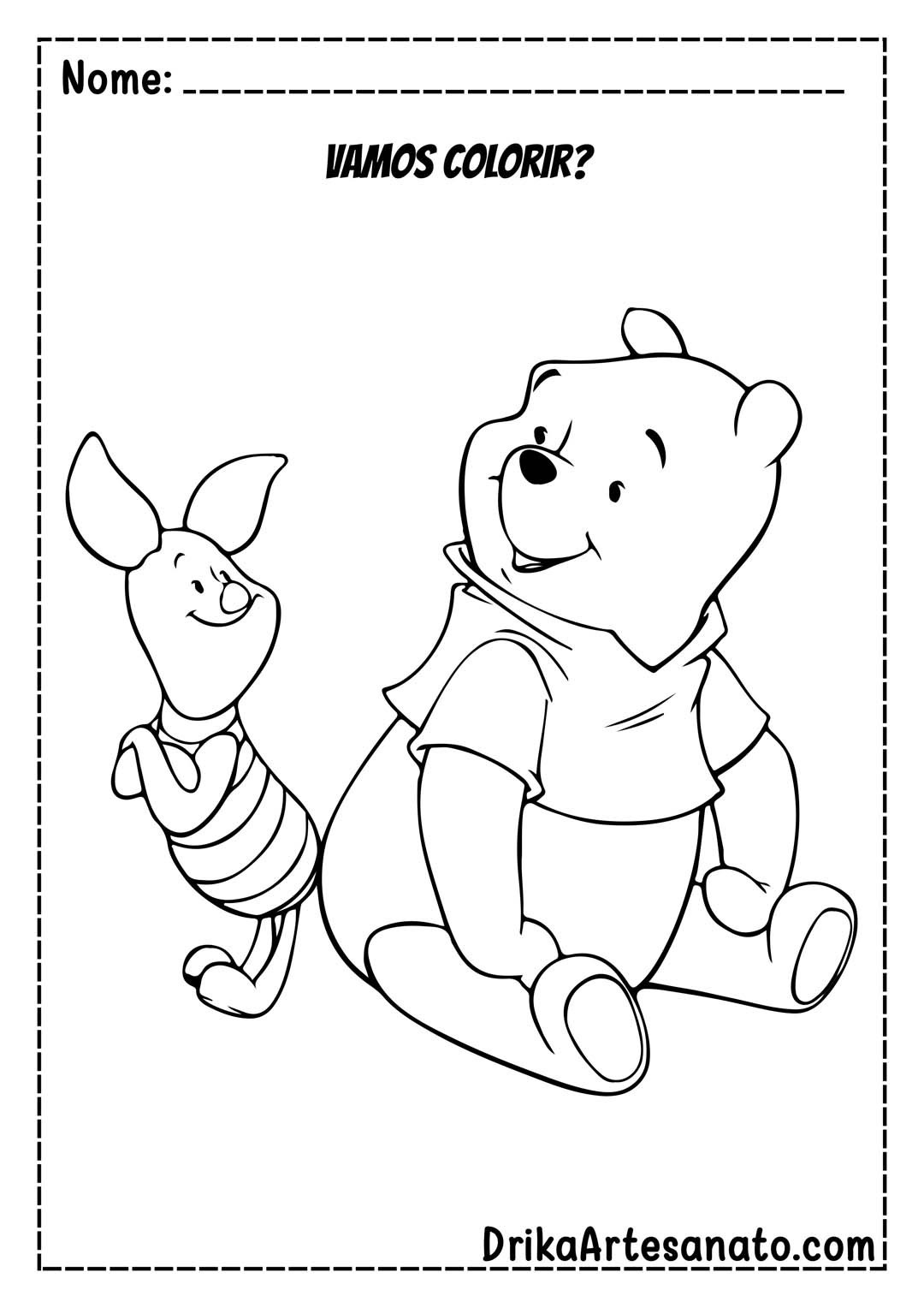 Desenho do Ursinho Pooh e Leitão para Colorir