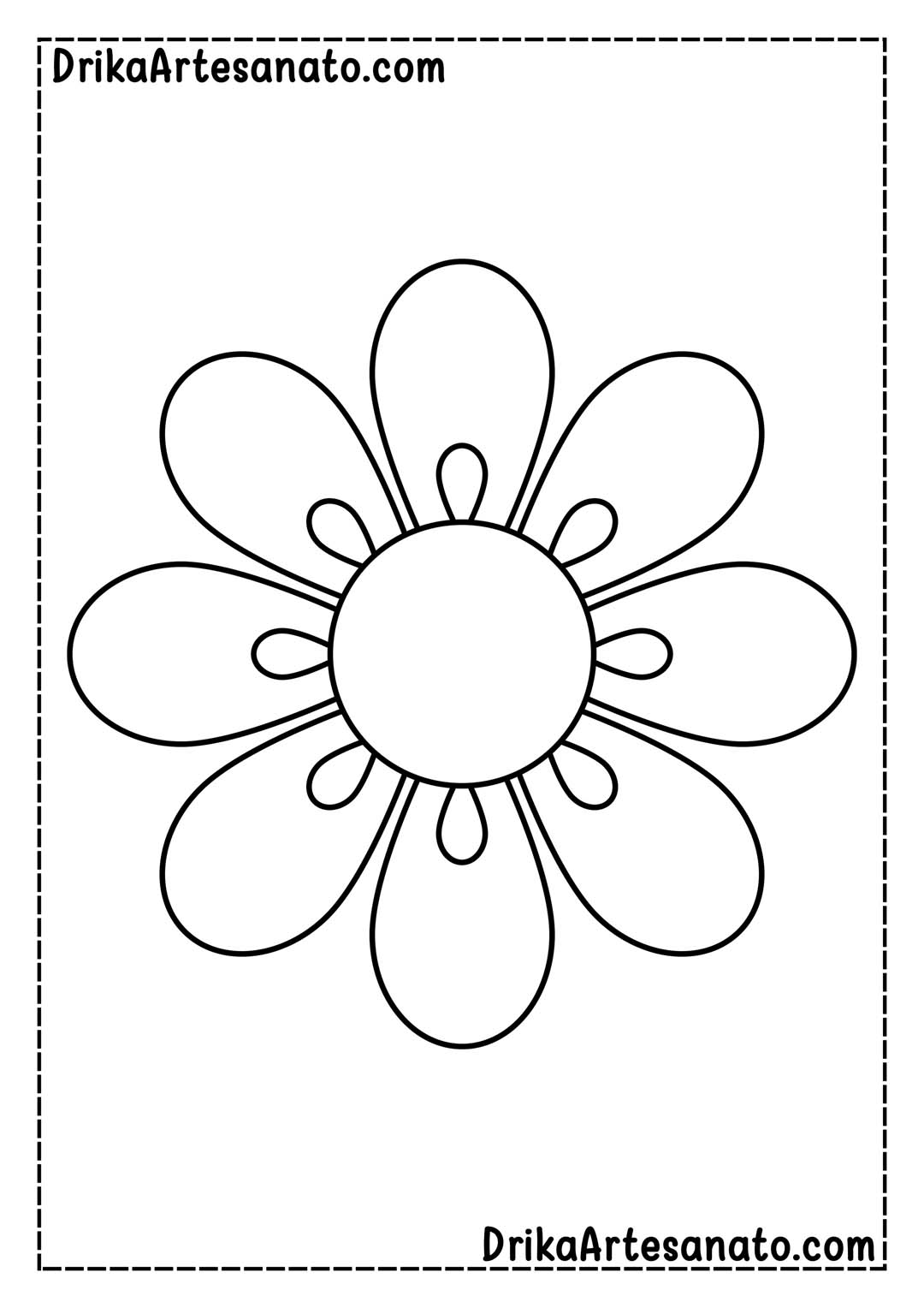 Desenho de Flor Grande com 8 Pétalas para Imprimir em Tamanho Real