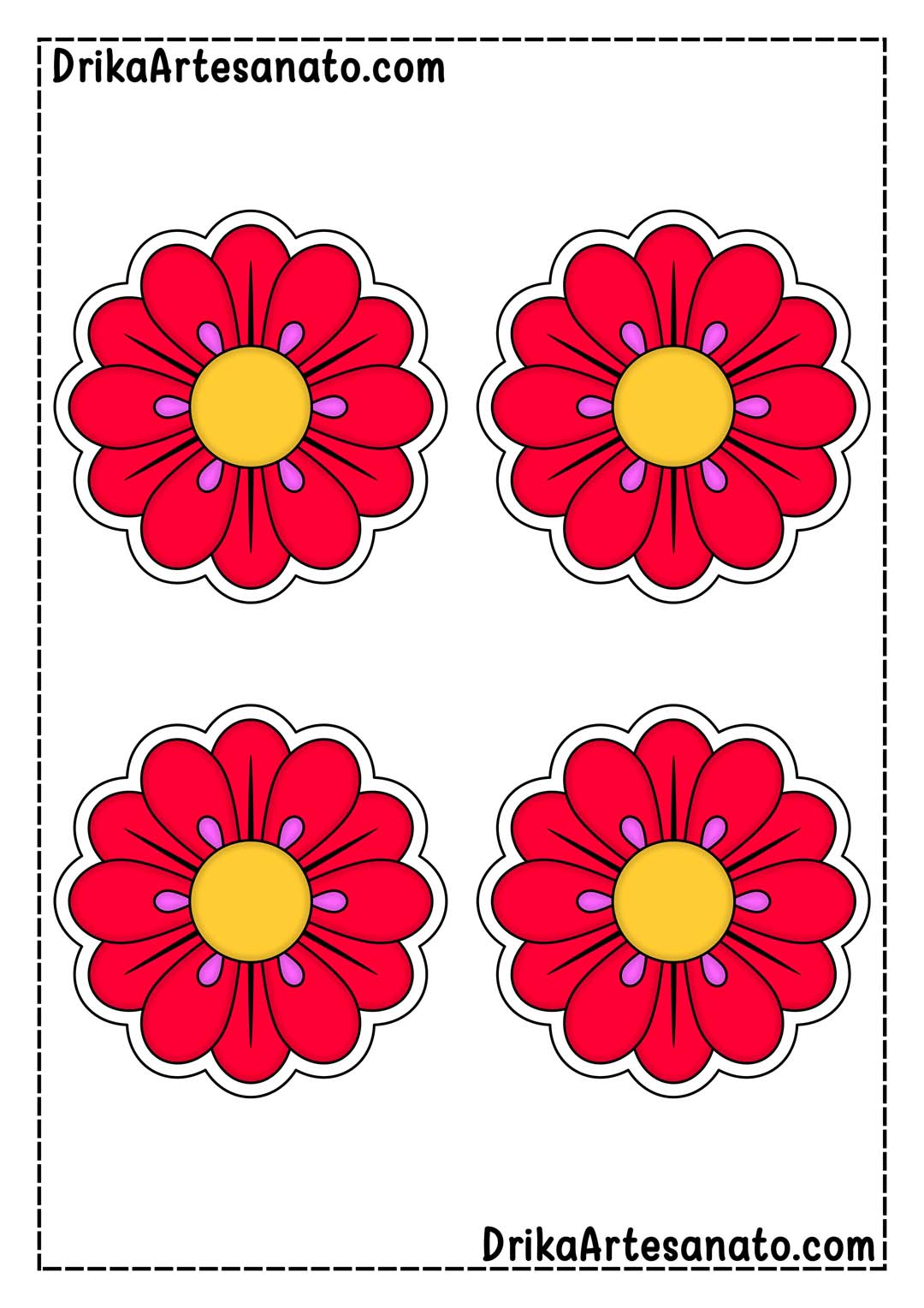 Desenho de Flor com Várias Pétalas Colorida em Tamanho Médio