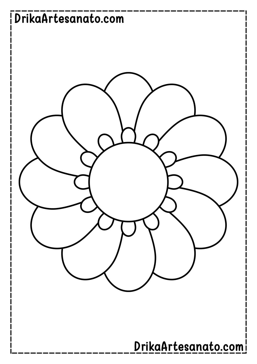 Desenho de Flor Grande de Várias Pétalas para Imprimir em Tamanho Real