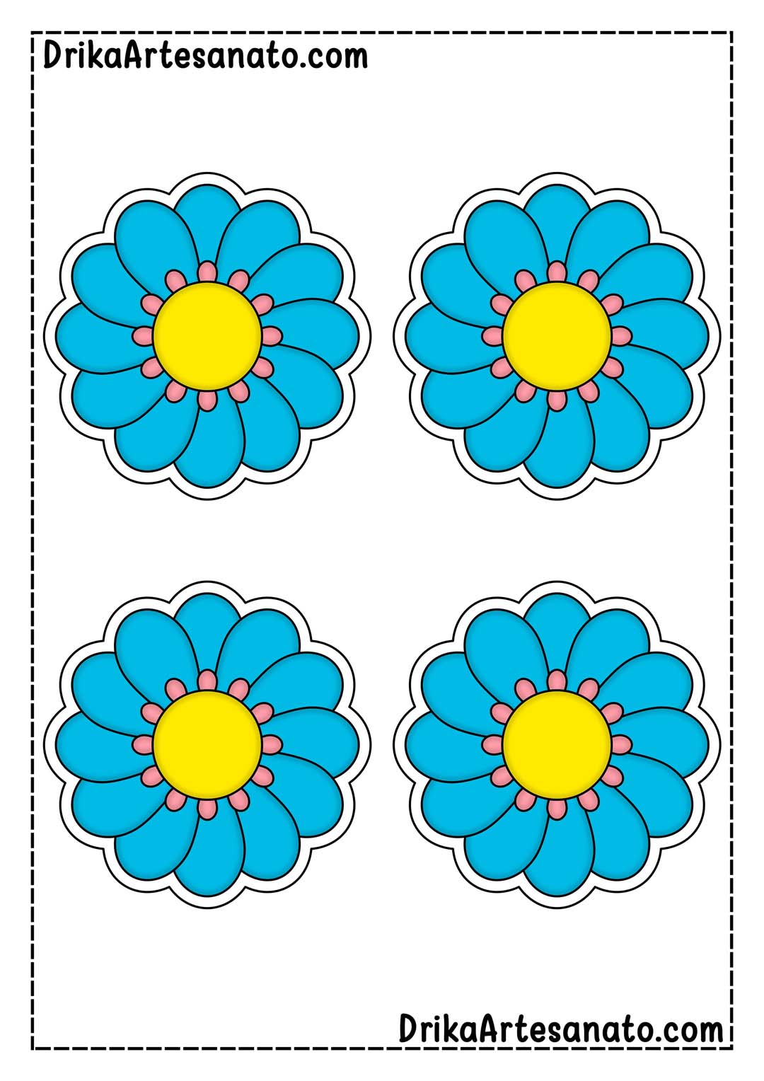 Desenho de Flor de Várias Pétalas Colorida em Tamanho Médio