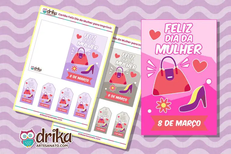 Cartão Feliz Dia da Mulher para Imprimir Grátis em PDF