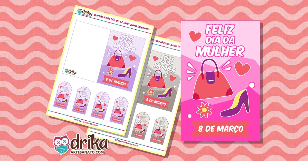 Cartão Feliz Dia da Mulher para Imprimir Grátis em PDF